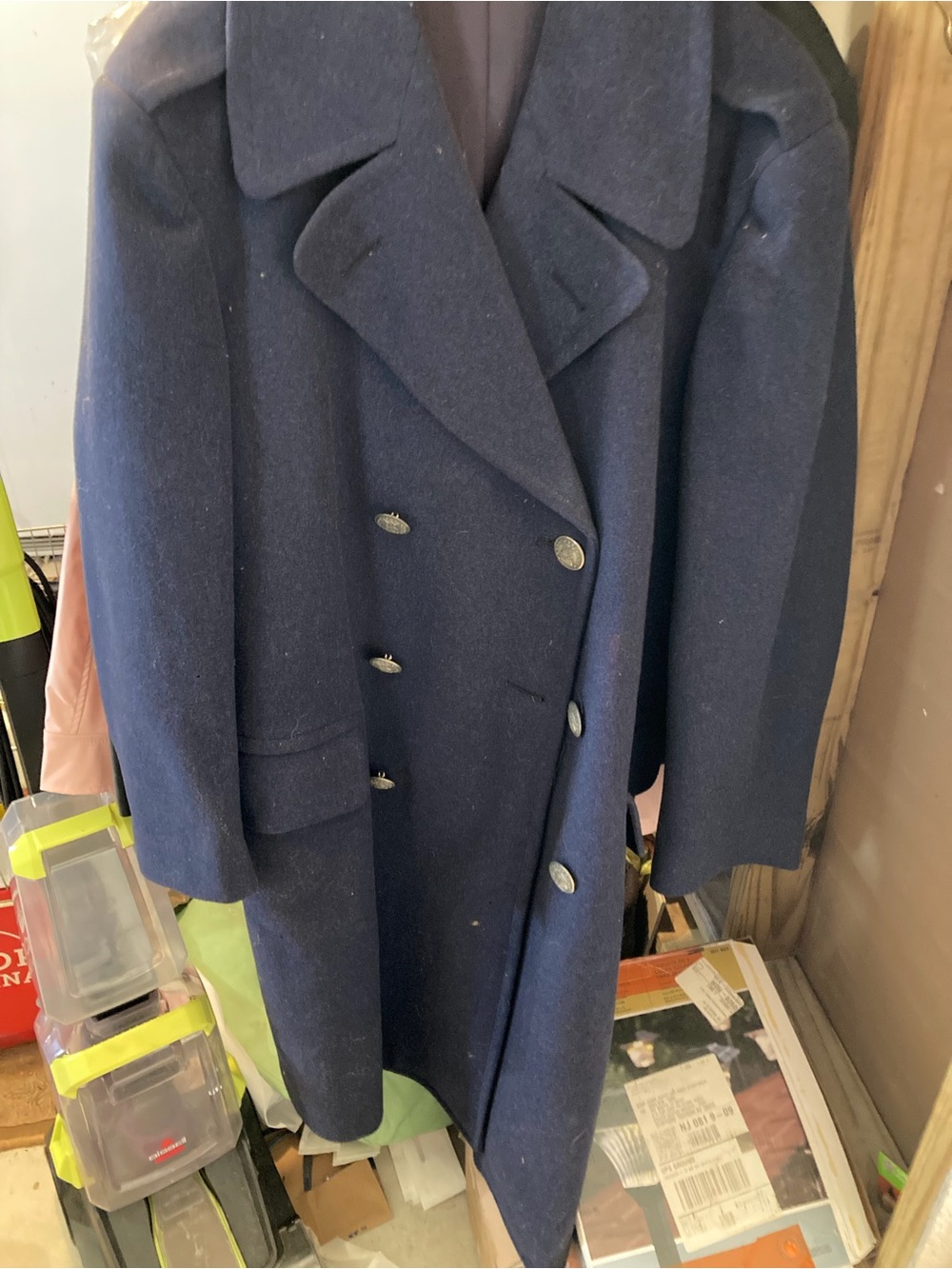 Vintage Air Force Navy Double-Breasted Wool Overcoat